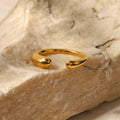 18K Gold Geometric Open Ring – Minimalist Adjustable Band