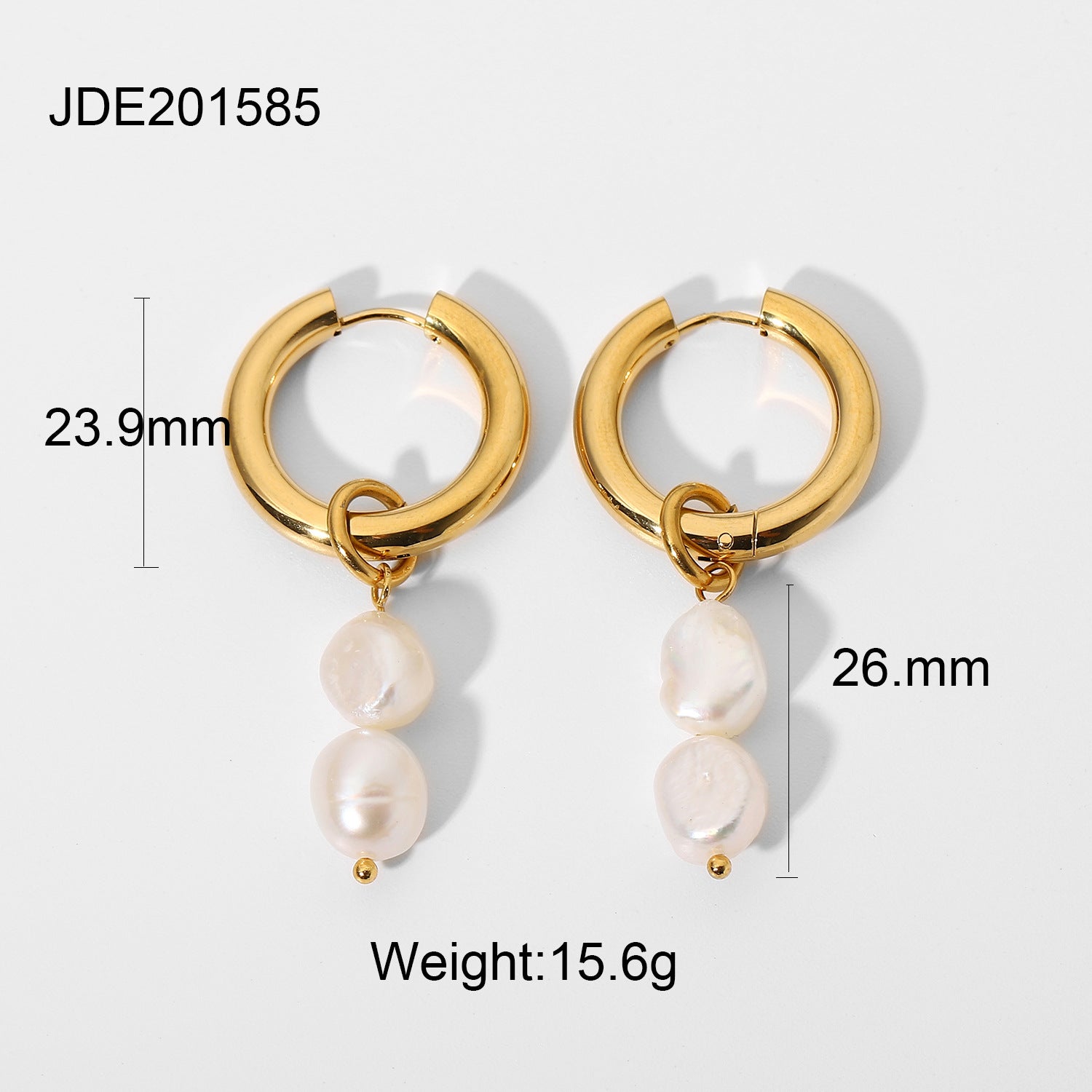 18K Gold Pearl Drop Double Earrings – Elegant Luxury Jewelry