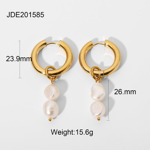 18K Gold Pearl Drop Double Earrings – Elegant Luxury Jewelry