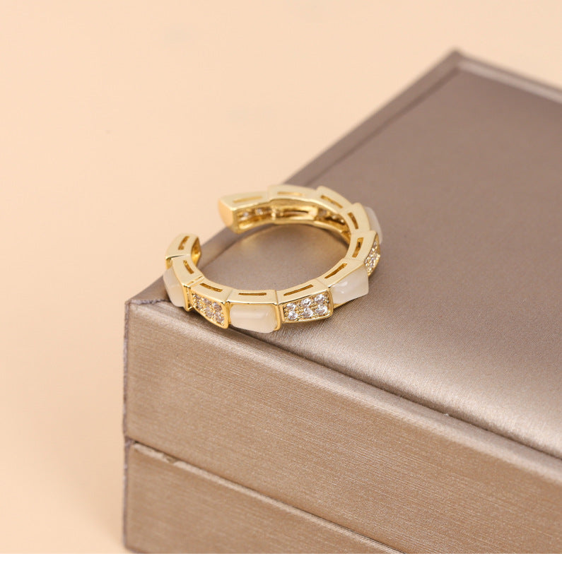 Light Luxury Zircon Open Ring for Women