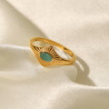 18K Gold Inlaid Blue Opal Ring – Elegant Luxury Jewelry