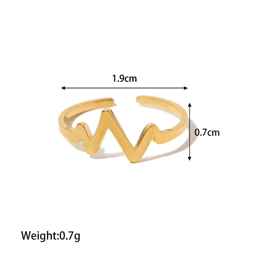 18K Gold Plated Heartbeat Ring – Versatile Love Jewelry