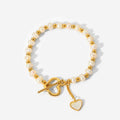 18K Gold Pearl Heart OT Buckle Bracelet for Women