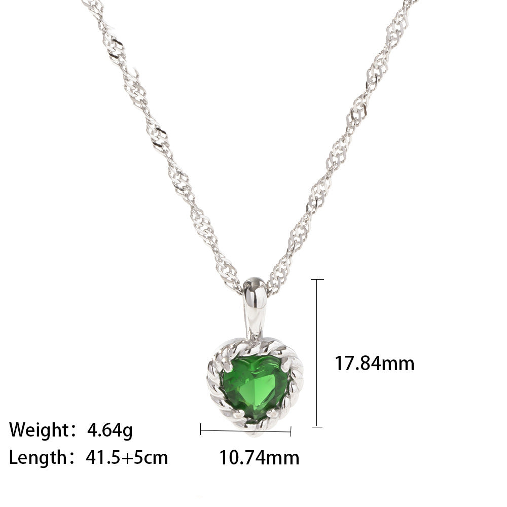 Heart Shaped Zircon Pendant Necklace in White Gold Finish