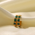 18k Gold Plated C Shape Bamboo Hoop Earrings with Shell
