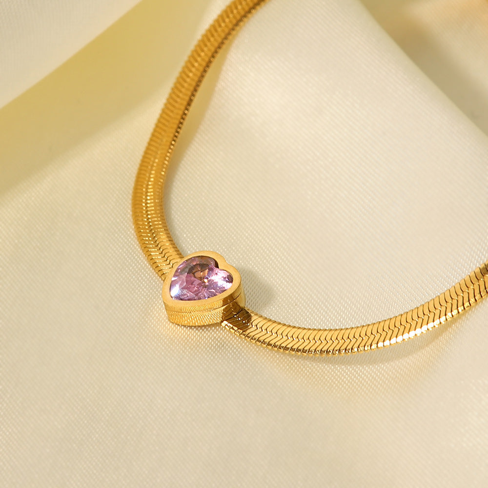18K Gold Plated Heart Zircon Bracelet – Elegant Crystal Jewelry