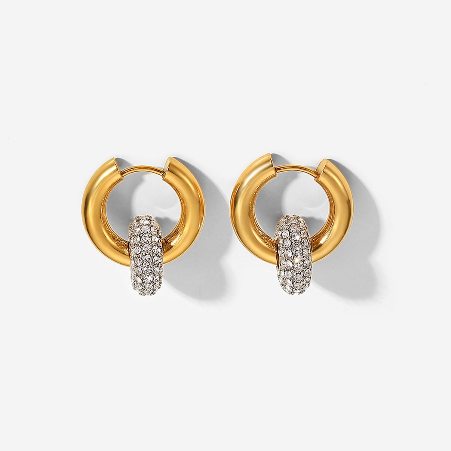 Zircon Hoop Drop Earrings 18K Gold Earrings for Women