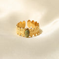 18K Gold Plated African Turquoise Adjustable Ring for Women