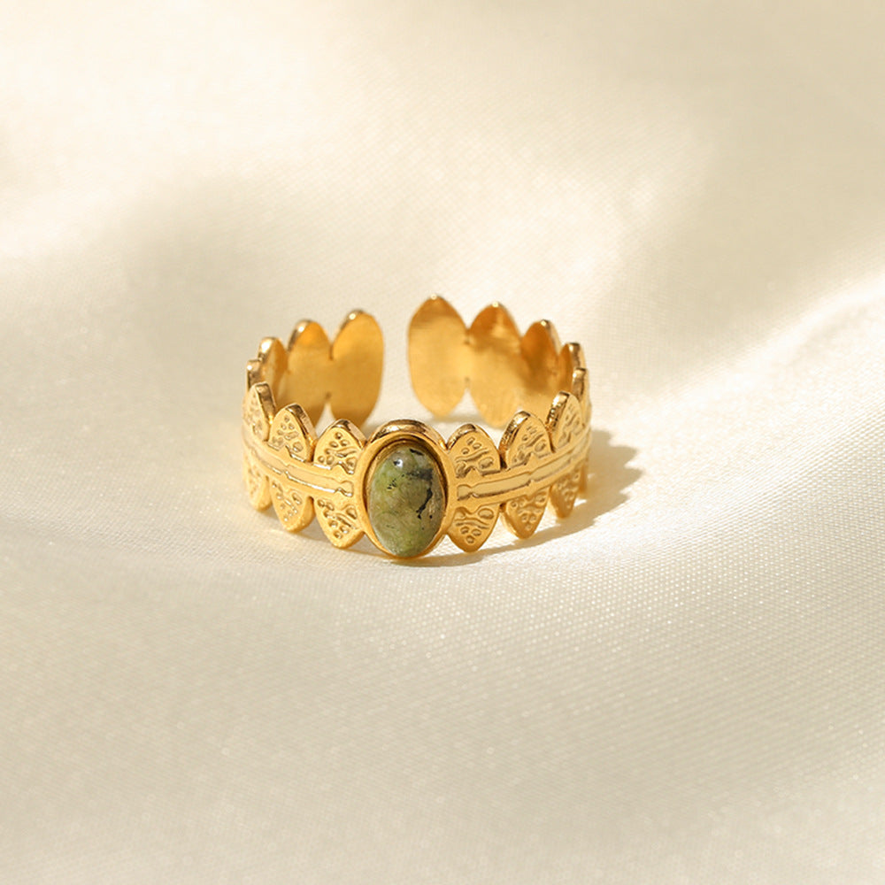 18K Gold Plated African Turquoise Adjustable Ring for Women