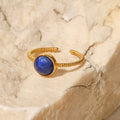 18k Gold Plated Round Lapis Lazuli Adjustable Twist Ring