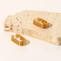 18K Gold Three-Layer Ring U-Shaped Open Earrings for Women