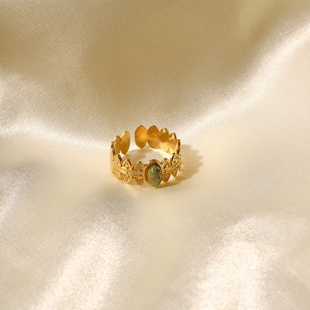 18K Gold Plated African Turquoise Adjustable Ring for Women
