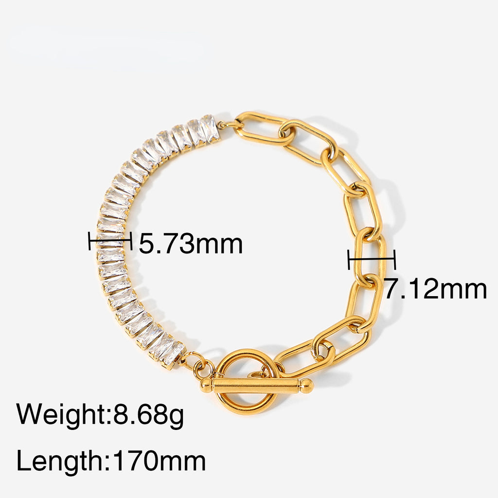 18K Gold Exaggerated OT Buckle Design Bracelet for Women