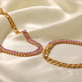 18K Gold Plated Pink Zircon Figaro Bracelet for Women
