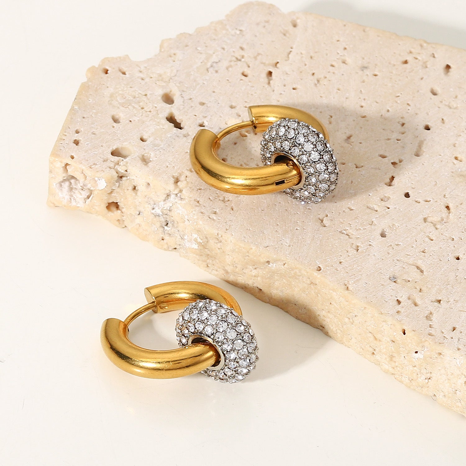 Zircon Hoop Drop Earrings 18K Gold Earrings for Women