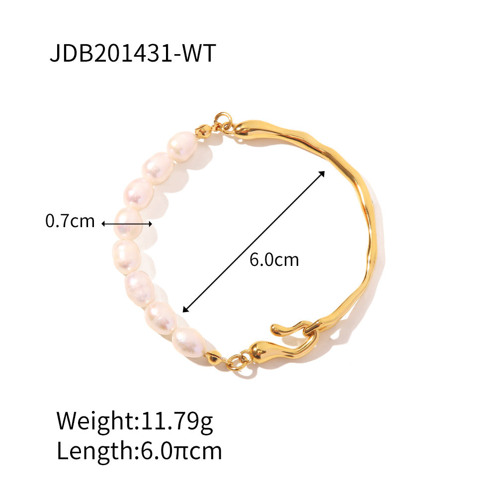Natural Pearl Blue Turquoise 18K Gold Bracelet | Vintage Luxury