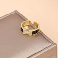H Letter Drip Oil Open Ring – 18K Gold Adjustable Initial Ring