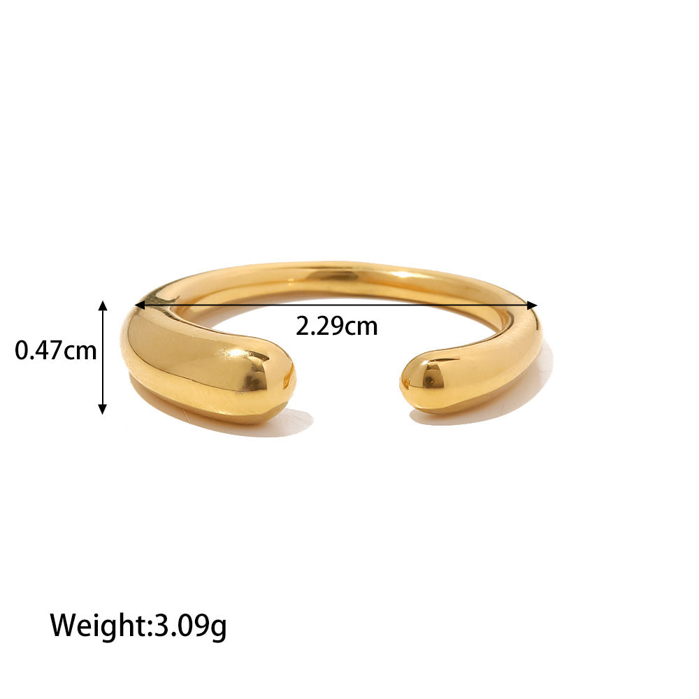 18K Gold Geometric Open Ring – Minimalist Adjustable Band