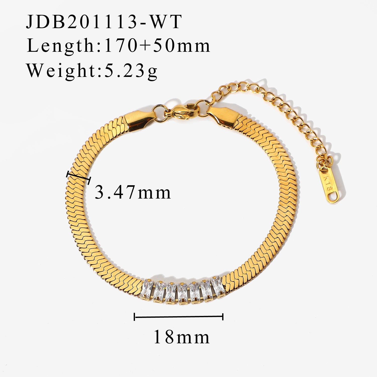 Rectangular Zircon Blade Bracelet – Elegant Sparkling Jewelry