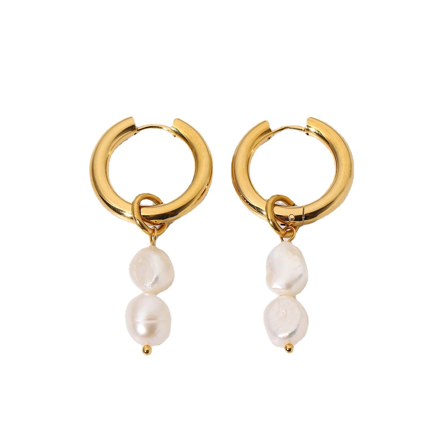 18K Gold Pearl Drop Double Earrings – Elegant Luxury Jewelry