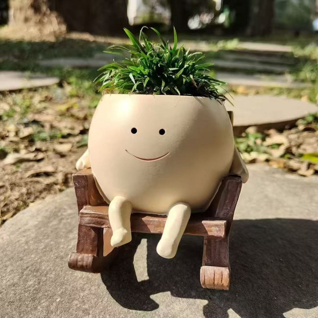 ImageChair Smiling Face Flower Pot Cute Succulent Planter