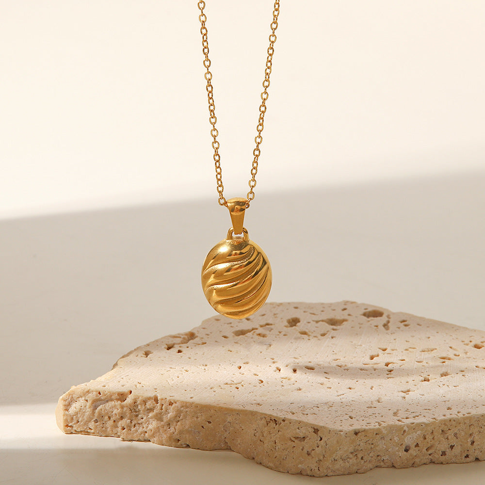 French Style Plated 18K Gold Spiral Necklace for Women