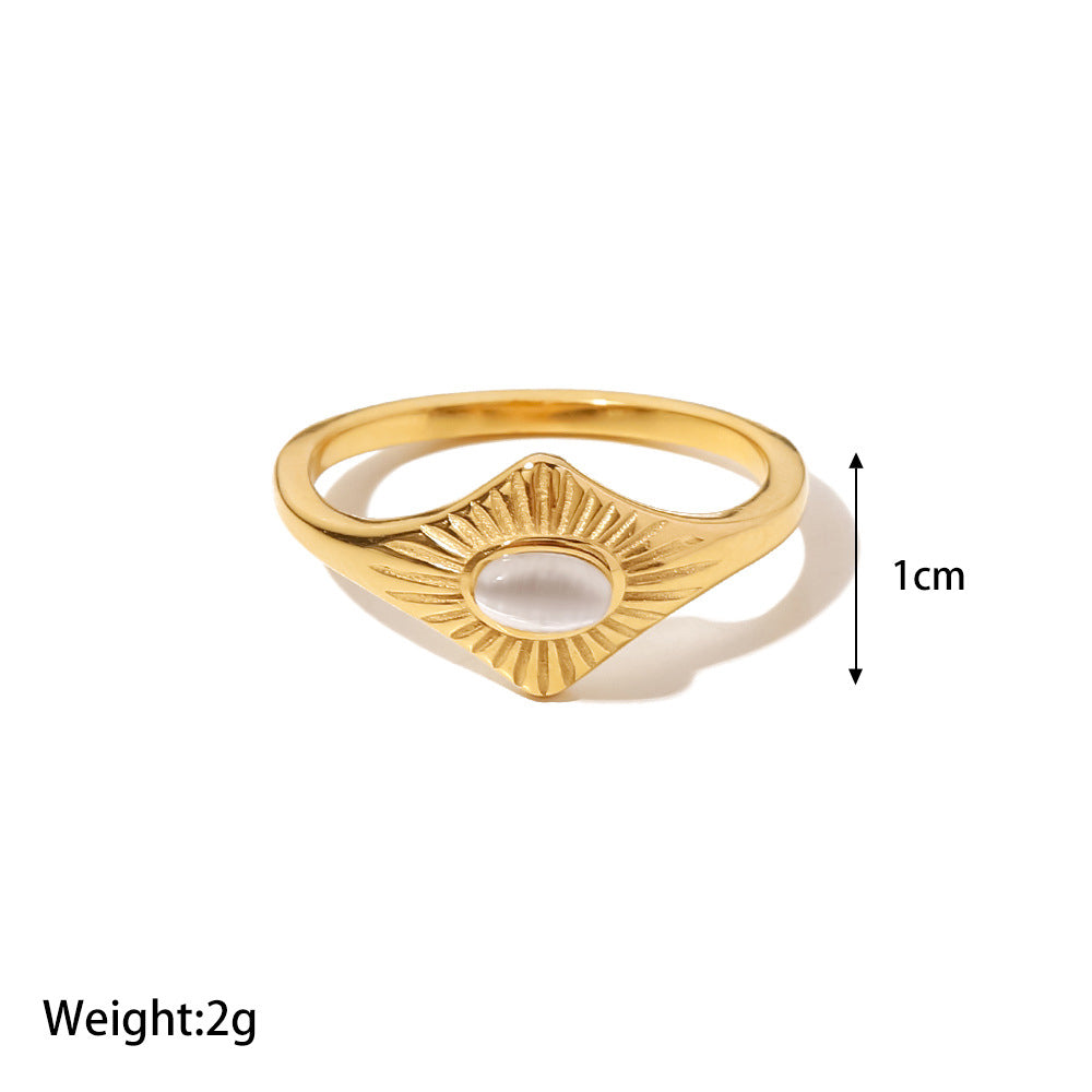 18K Gold Inlaid Blue Opal Ring – Elegant Luxury Jewelry