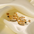 18k Gold Plated Triple Green Cubic Zirconia Hip Hop Earrings