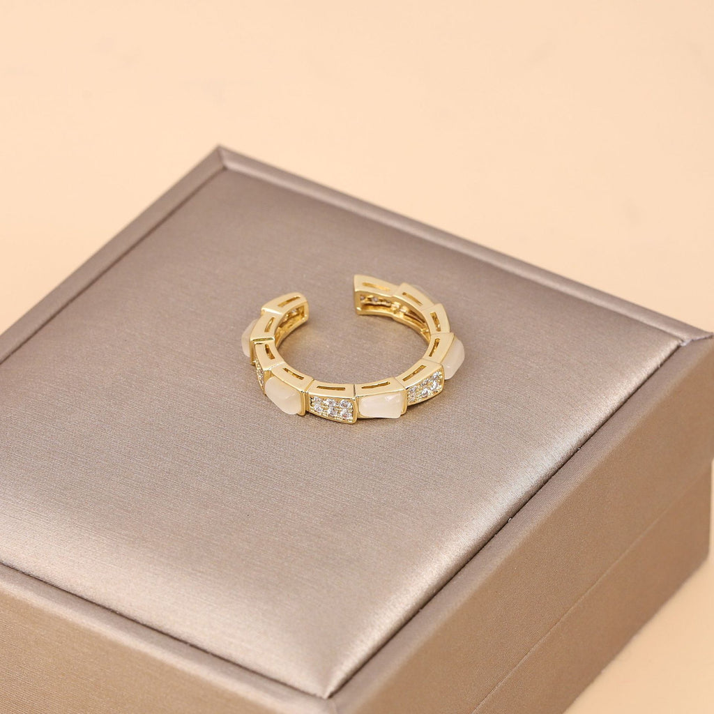 Light Luxury Zircon Open Ring for Women