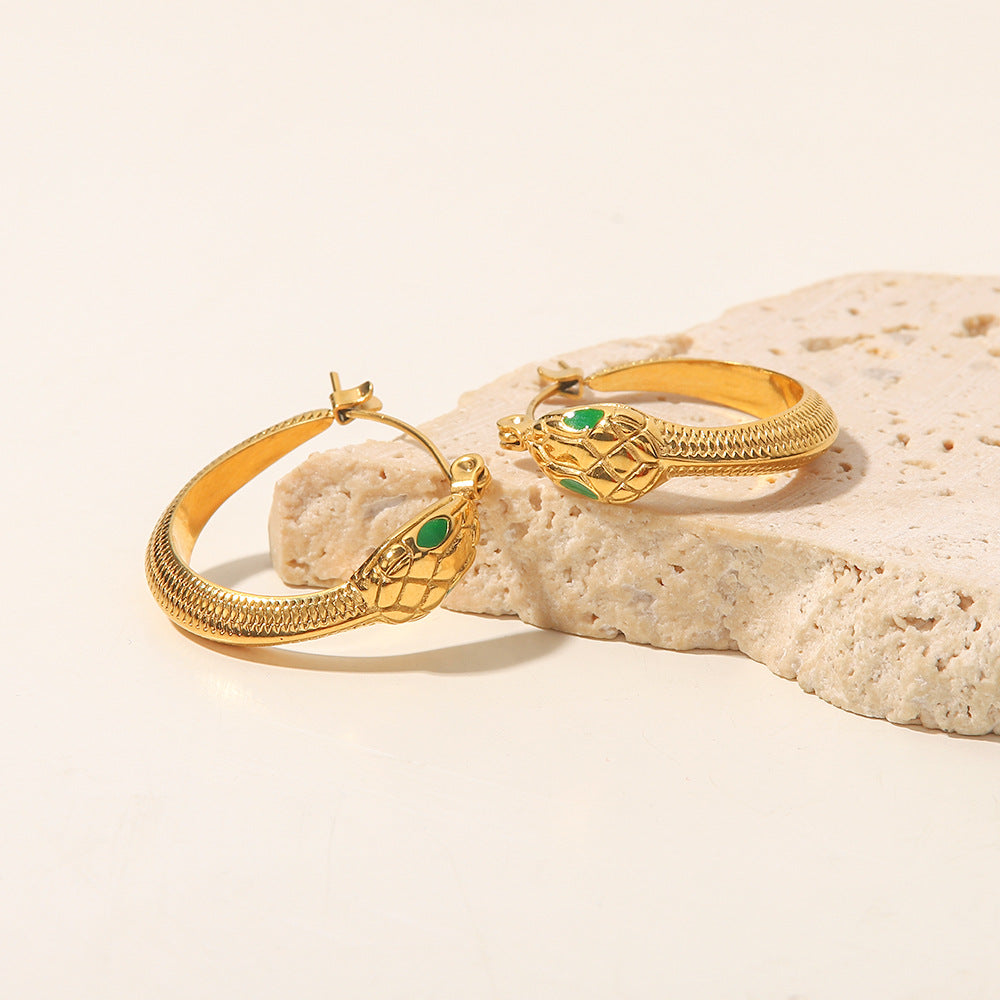 18K Gold Inlaid Snake Earrings – Elegant Luxury Jewelry