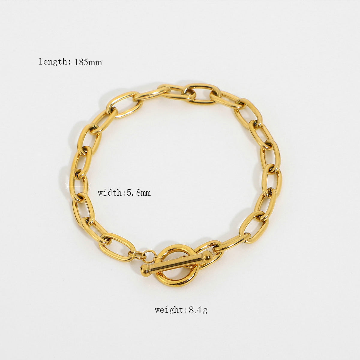OT Ring Gold Plated Stainless Steel Oval Bracelet for Women