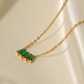 18K Gold Plated Zircon Necklace with Pink, White & Green Stones