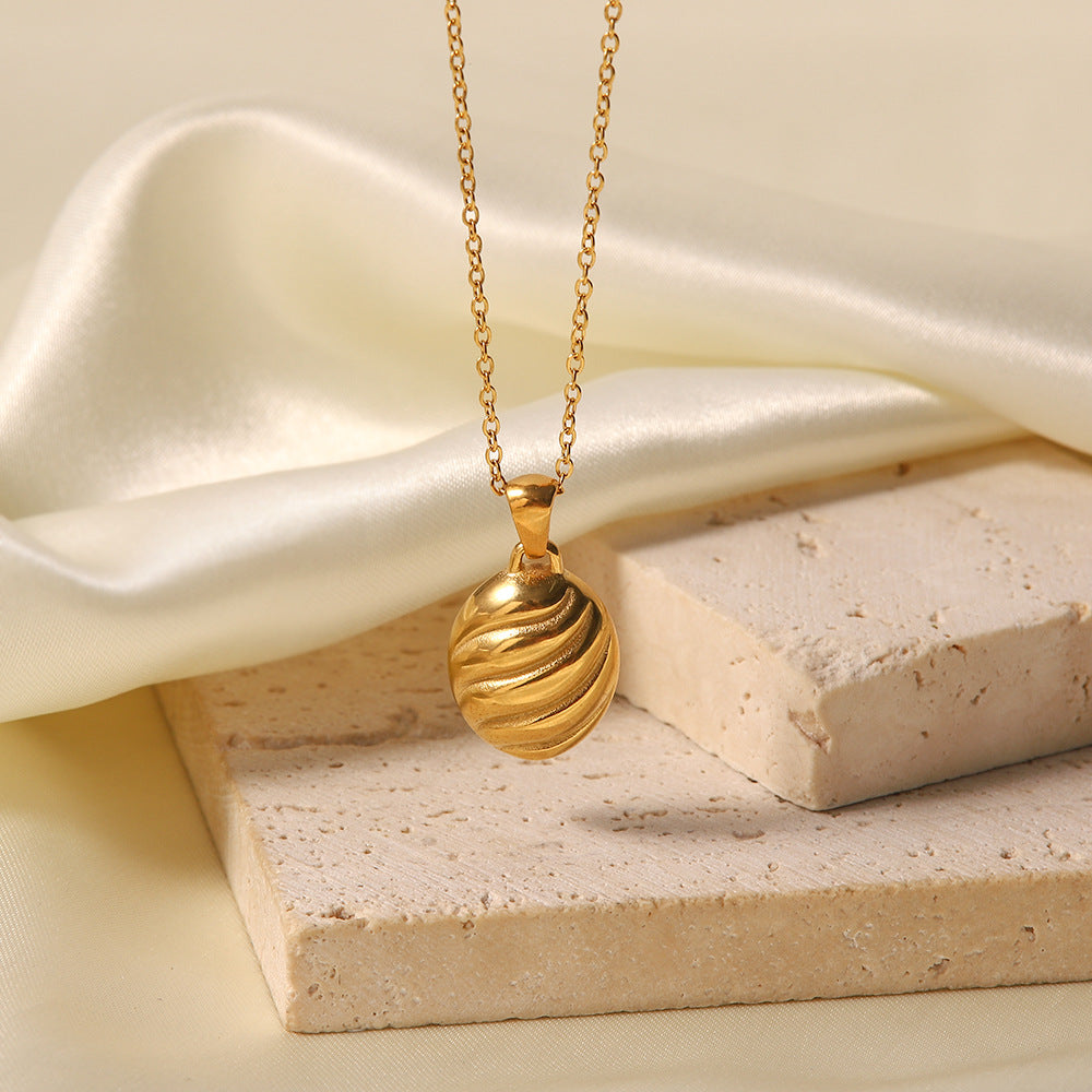 French Style Plated 18K Gold Spiral Necklace for Women