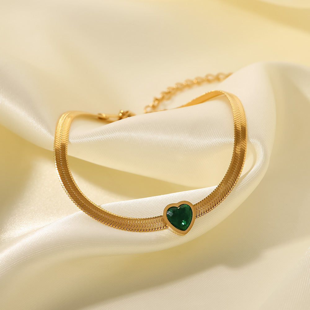18K Gold Plated Heart Zircon Bracelet – Elegant Crystal Jewelry
