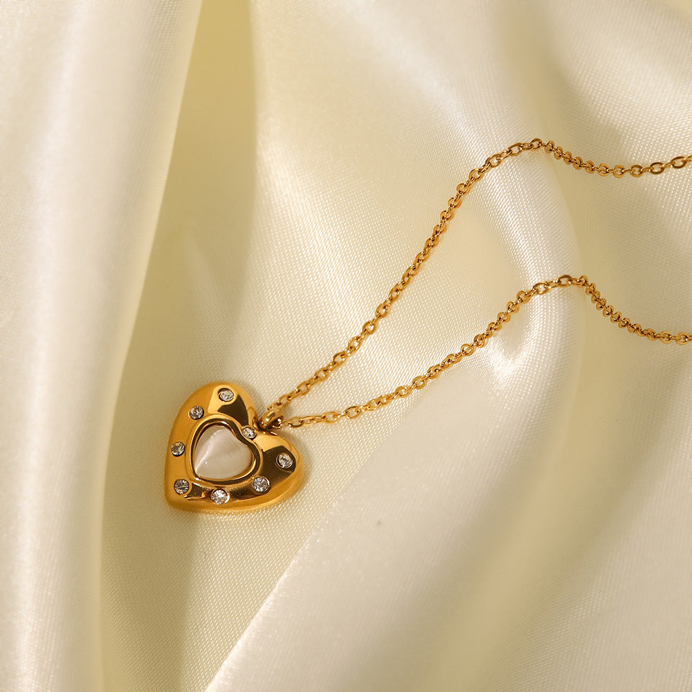 Love Opal Outer Ring Diamond Fashion Pendant Necklace