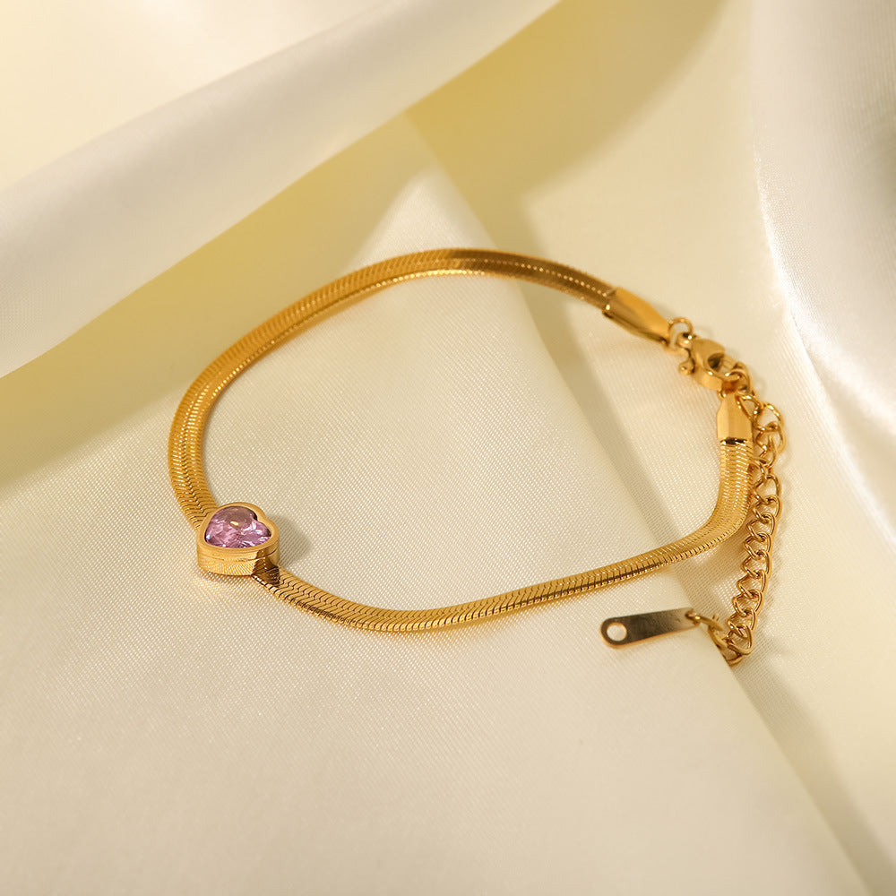 18K Gold Plated Heart Zircon Bracelet – Elegant Crystal Jewelry