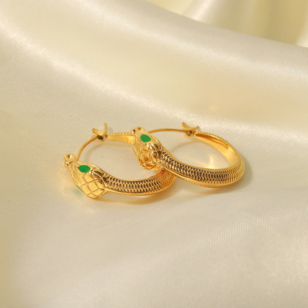 18K Gold Inlaid Snake Earrings – Elegant Luxury Jewelry