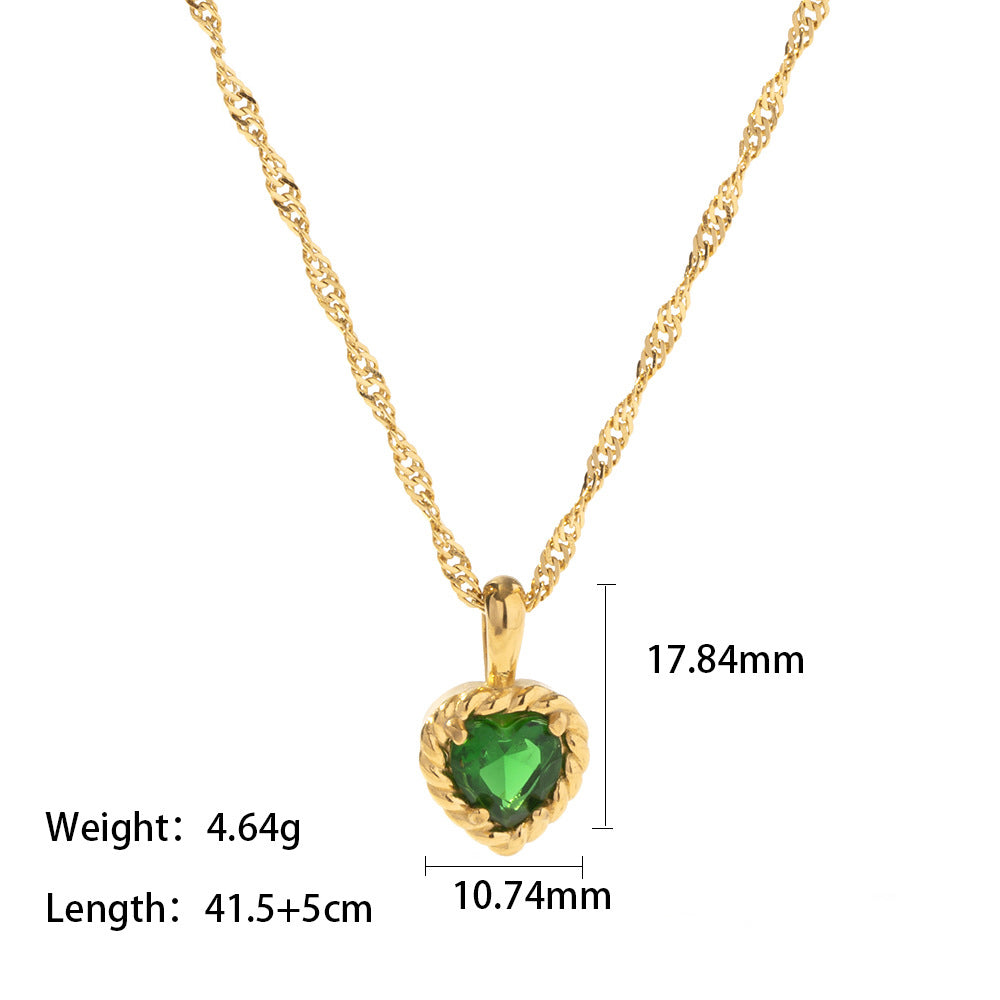 Heart Shaped Zircon Pendant Necklace in White Gold Finish
