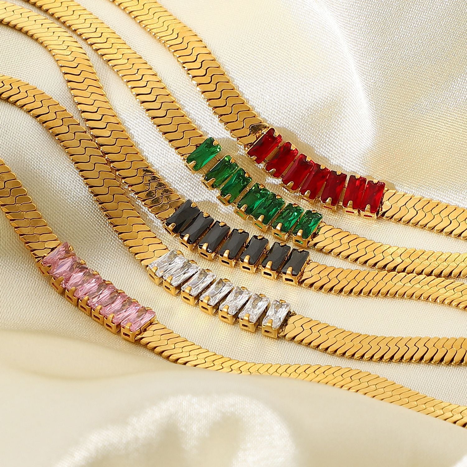 Rectangular Zircon Blade Bracelet – Elegant Sparkling Jewelry