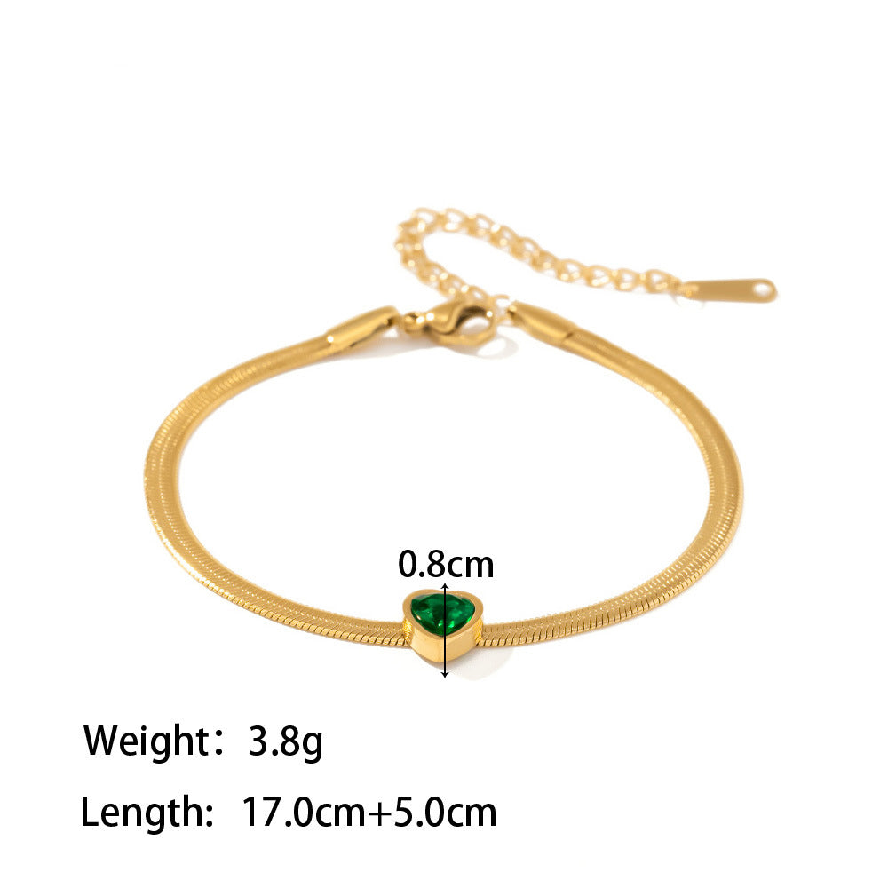 18K Gold Plated Heart Zircon Bracelet – Elegant Crystal Jewelry